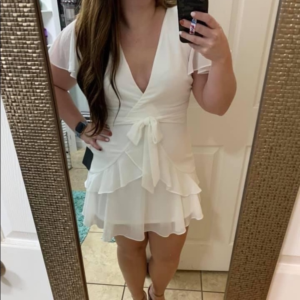 Lulu’s Sweet Like You White Ruffled Mini Dress